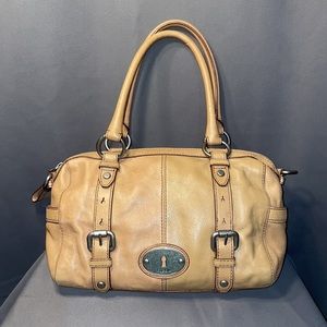 Fossil Maddox Brown Leather Satchel Purse Handbag